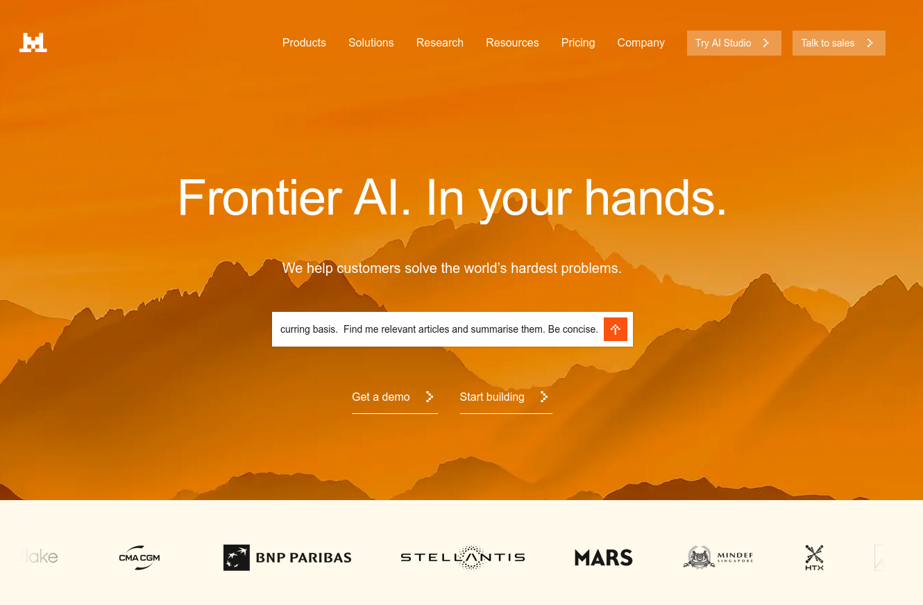 Mistral has a nice homepage, doesn't it.